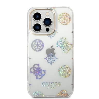 Guess iPhone 14 Pro Cover Peony Glitter Hvid