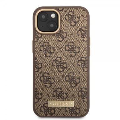 Guess iPhone 13 Cover Metal Plate Logo MagSafe Brun