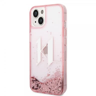 Karl Lagerfeld iPhone 14 Cover Liquid Glitter Big Logo Lyserød