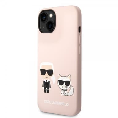 Karl Lagerfeld iPhone 14 Cover Liquid Silicone Karl & Choupette Lyserød