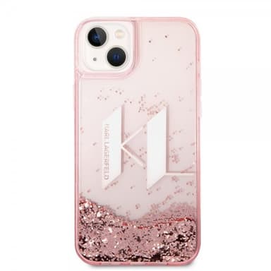 Karl Lagerfeld iPhone 14 Plus Cover Liquid Glitter Big Logo Lyserød