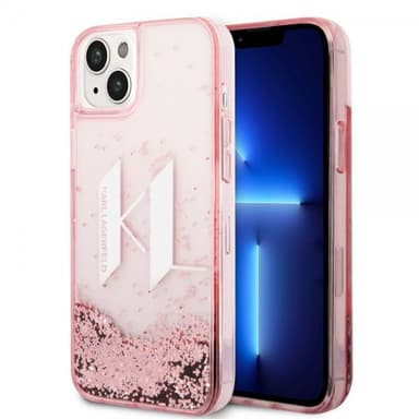 Karl Lagerfeld iPhone 14 Plus Cover Liquid Glitter Big Logo Lyserød
