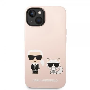Karl Lagerfeld iPhone 14 Cover Liquid Silicone Karl & Choupette Lyserød