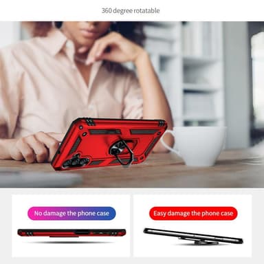SKALO Samsung A04s 4G Armor Hybrid metal ring cover - Rød