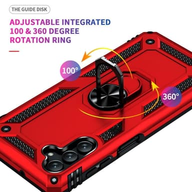 SKALO Samsung A04s 4G Armor Hybrid metal ring cover - Rød
