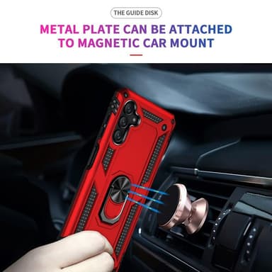 SKALO Samsung A04s 4G Armor Hybrid metal ring cover - Rød