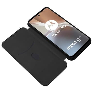 SKALO Motorola Moto G32 4G Carbon Fiber Pungetui - Sort