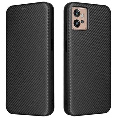 SKALO Motorola Moto G32 4G Carbon Fiber Pungetui - Sort