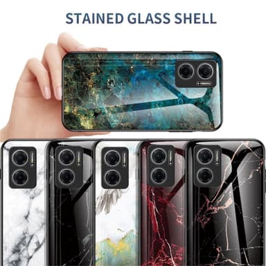 SKALO Xiaomi Redmi 10 5G Marmor hærdet glas TPU Cover - #2