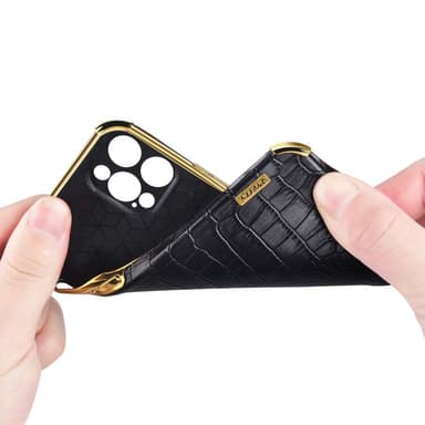 SKALO Samsung A13 5G Crocodile Guldkant Cover - Hvid