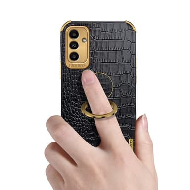 SKALO Samsung A13 5G Crocodile Guldkant Cover - Hvid