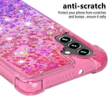 SKALO Samsung A13 5G Kvicksand Glitter Hjerter TPU Cover - Pink-Lilla