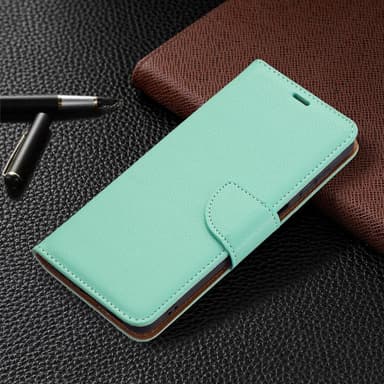 SKALO Samsung A13 5G Premium Litchi Flip Cover - Turkis