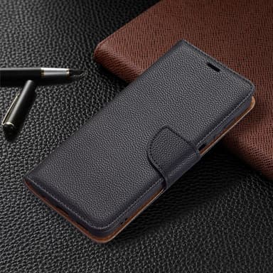 SKALO Samsung A04s 4G Premium Litchi Flip Cover - Sort
