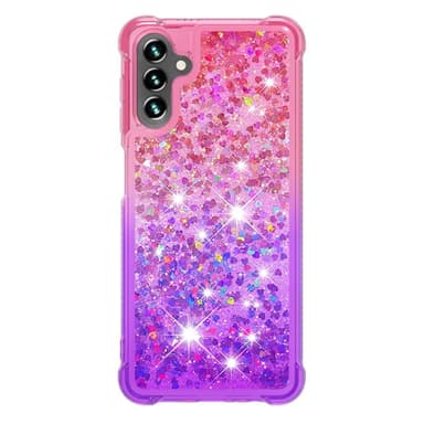 SKALO Samsung A13 5G Kvicksand Glitter Hjerter TPU Cover - Pink-Lilla