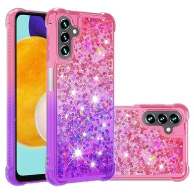 SKALO Samsung A13 5G Kvicksand Glitter Hjerter TPU Cover - Pink-Lilla