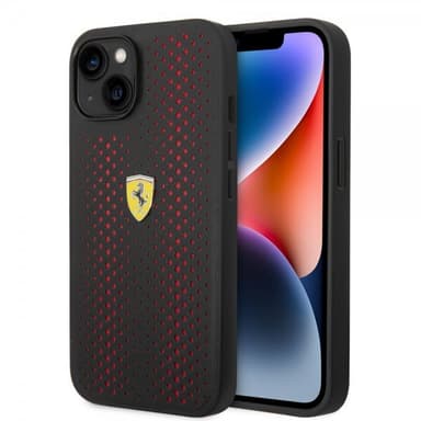 Ferrari iPhone 14 Cover Logo Perforeret Rød