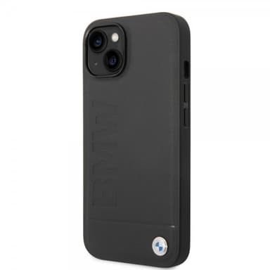 BMW iPhone 14 Cover Hot Stamp Metal Logo Sort