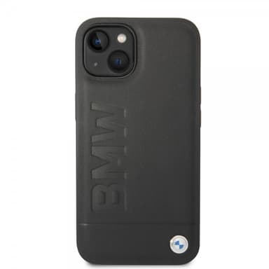 BMW iPhone 14 Plus Cover Hot Stamp Metal Logo Sort