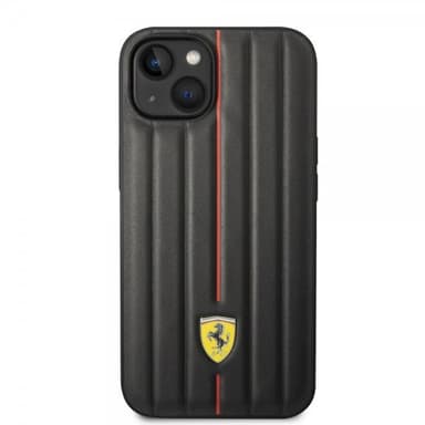 Ferrari iPhone 14 Cover Embossed Stripes Rød