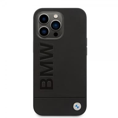BMW iPhone 14 Pro Cover Hot Stamp Metal Logo Sort
