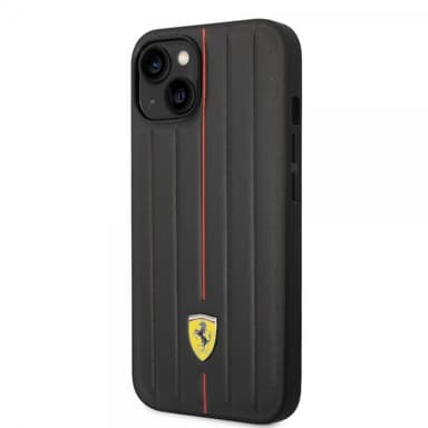 Ferrari iPhone 14 Cover Embossed Stripes Rød