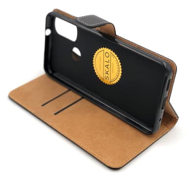 SKALO Moto E20/E30/E40 Flip Cover m. Pung i Ægte Læder - Rød