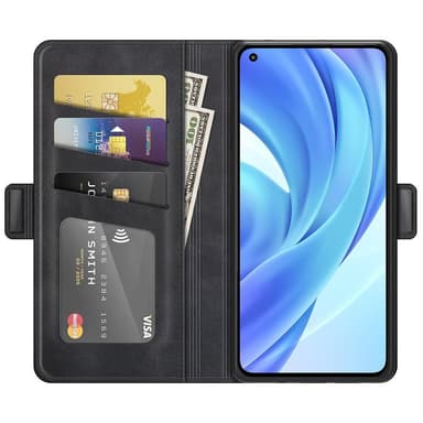 SKALO Xiaomi Mi 11 Lite Premium Wallet Flip Cover - Sort