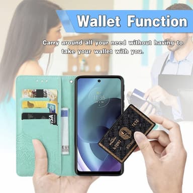 SKALO Moto G51 Mandala Flip Cover - Turkis