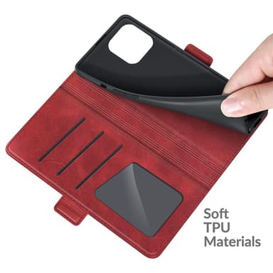 SKALO iPhone 13 Pro Max Premium Wallet Flip Cover - Rød