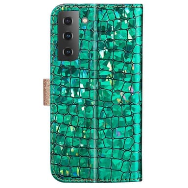 SKALO Samsung S22 Croco Glittery tegnebog etui  - Grøn