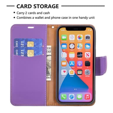 SKALO iPhone 13 Pro Premium Litchi Flip Cover - Lilla