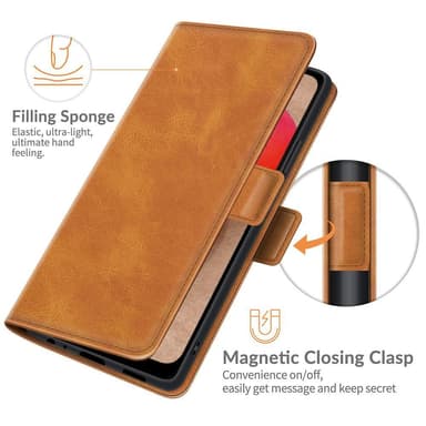 SKALO Samsung A02s / A03s Premium Wallet Flip Cover - Lys brun