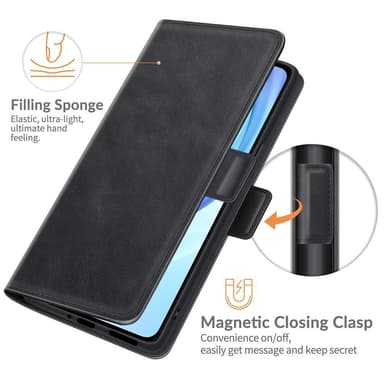 SKALO Xiaomi Mi 11 Lite Premium Wallet Flip Cover - Sort