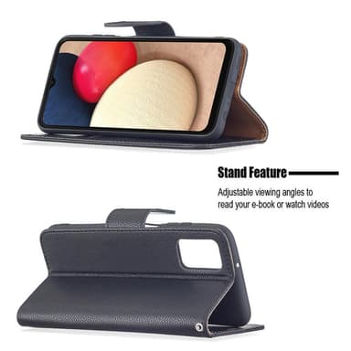 SKALO Samsung A02s / A03s Premium Litchi Flip Cover - Sort