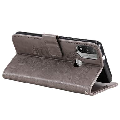 SKALO Moto E20/E30/E40 Mandala Flip Cover - Grå