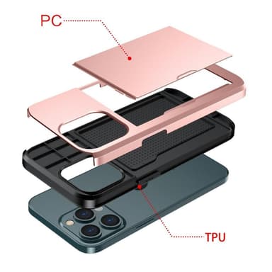 SKALO iPhone 13 Armor Cover kortholder - Rosa guld