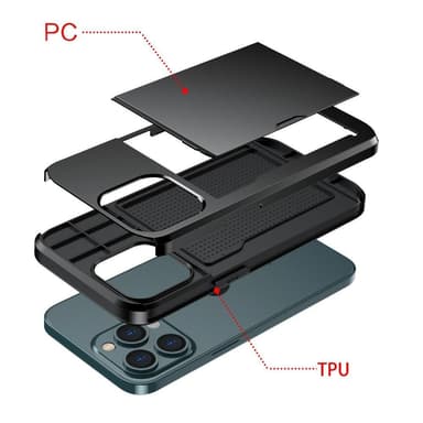 SKALO iPhone 13 Armor Cover kortholder - Sort