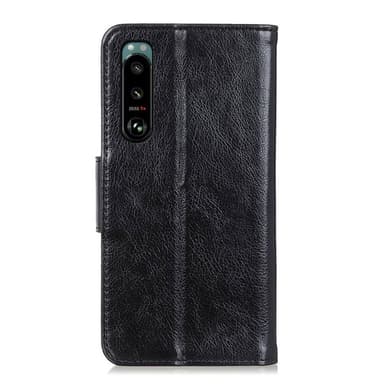 Nappa Texture Split Tegnebogstativbetræk til Sony Xperia 5 III - Sort