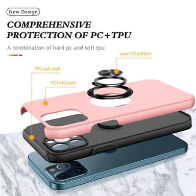 iPhone 13 Pro Max Fingerring Kickstand Hybrid Taske - Rødguld