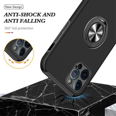 iPhone 13 Pro Fingerring Kickstand Hybrid Taske - Sort