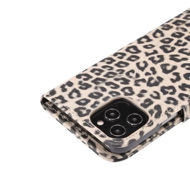 Leopardmønster tegnebogsovertræk til iPhone 12 Pro Max - Gul