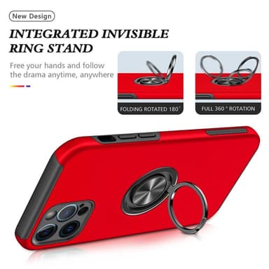 iPhone 13 Pro Max Fingerring Kickstand Hybrid Taske - Rød