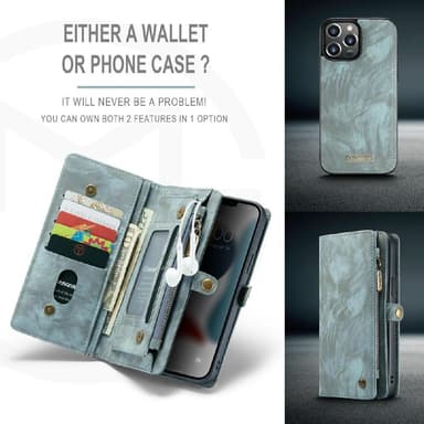 CASEME iPhone 13 Pro Max 2-i-1 tegnebog telefonskal - Blå