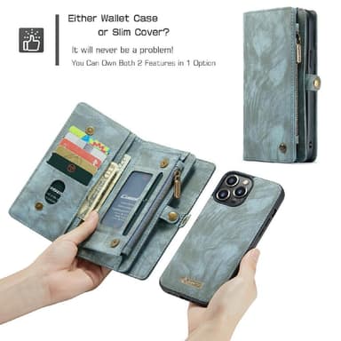 CASEME iPhone 13 Pro Max 2-i-1 tegnebog telefonskal - Blå