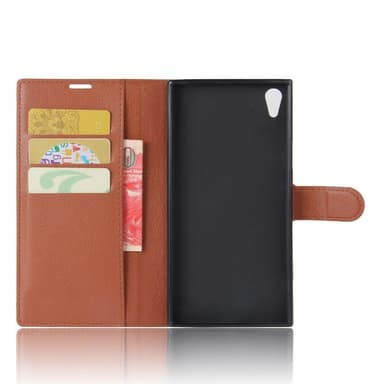 Litchi Skin Pung Taske til Sony Xperia XA1 Ultra - Brun