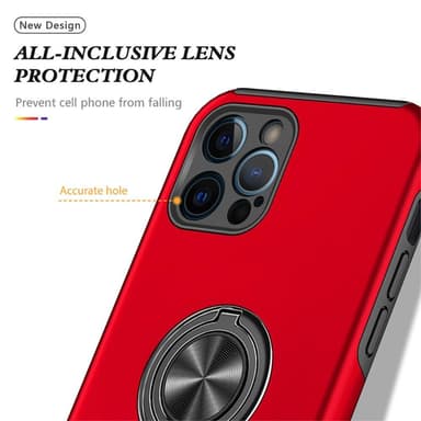 iPhone 13 Pro Max Fingerring Kickstand Hybrid Taske - Rød