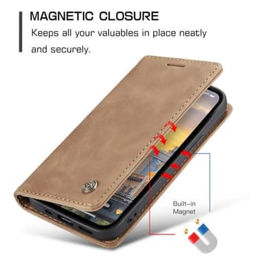 CASEME Retro tegnebog taske til iPhone 14 Pro Max - Lysebrun