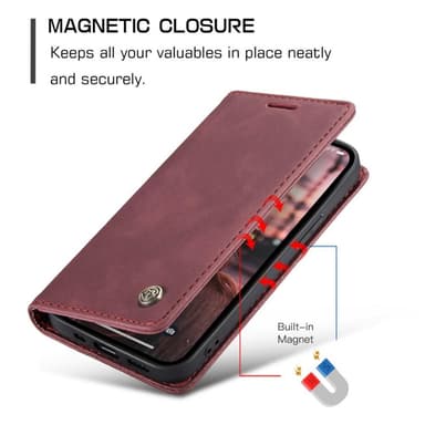 CASEME Retro tegnebog taske til iPhone 14 Plus - Rød