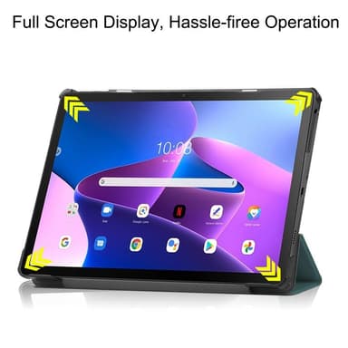 Til Lenovo Tab M10 Plus (Gen 3) Trifoldet Stativdæksel - Grøn
